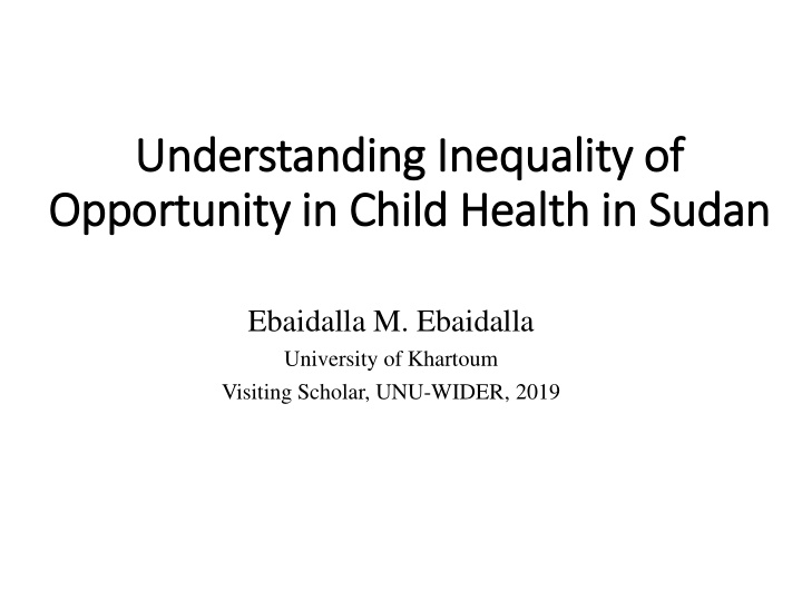 opportunity in child health in sudan