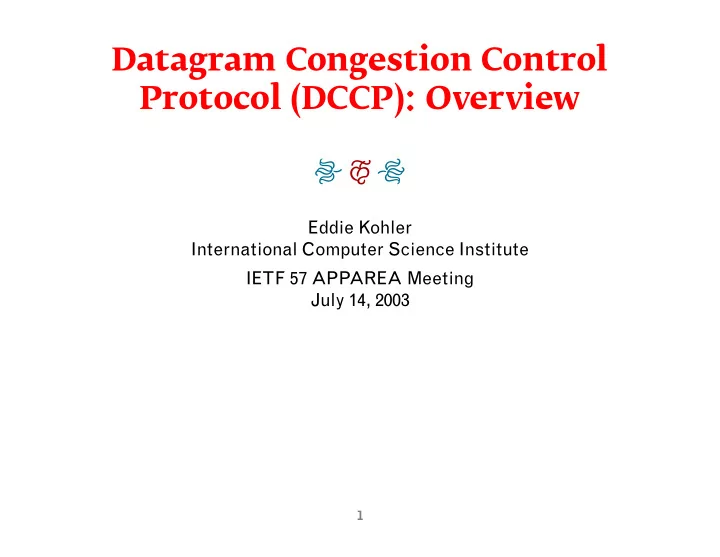 datagram congestion control protocol dccp overview