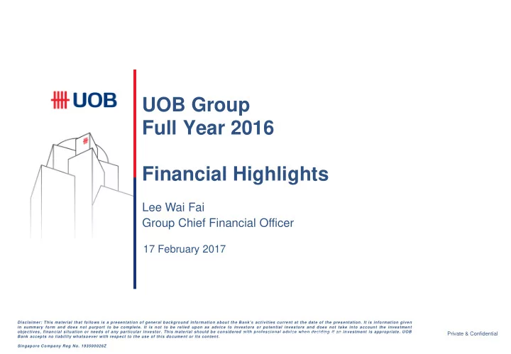 financial highlights lee wai fai lee wai fai group chief