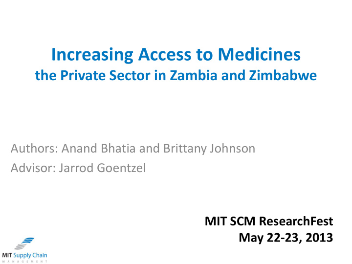 increasing access to medicines