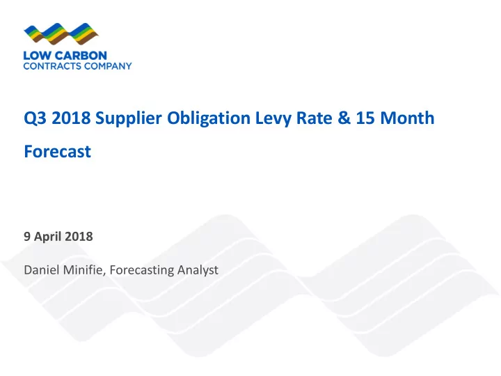 q3 2018 supplier obligation levy rate 15 month