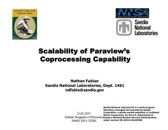 Scala  calabilit  bility of  of Par  araview  iews  Copr  oproces  ocessing  ing Capa  pabilit