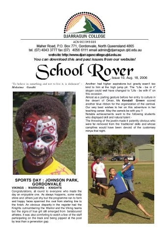 SPORTS DAY : JOHNSON PARK,  GORDONVALE  VIKINGS : WARRIORS : KNIGHTS  Congratulations, all round to