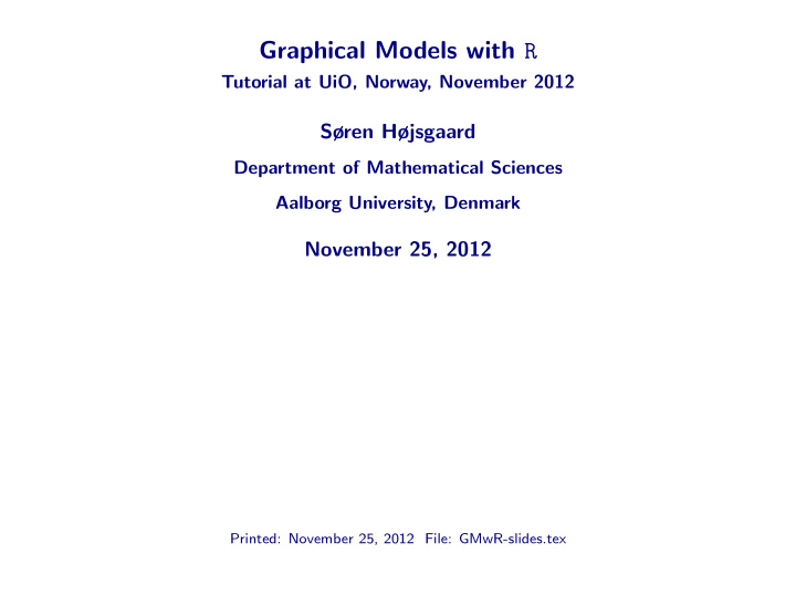 graphical models with r