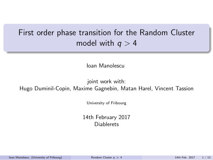 first order phase transition for the random cluster model