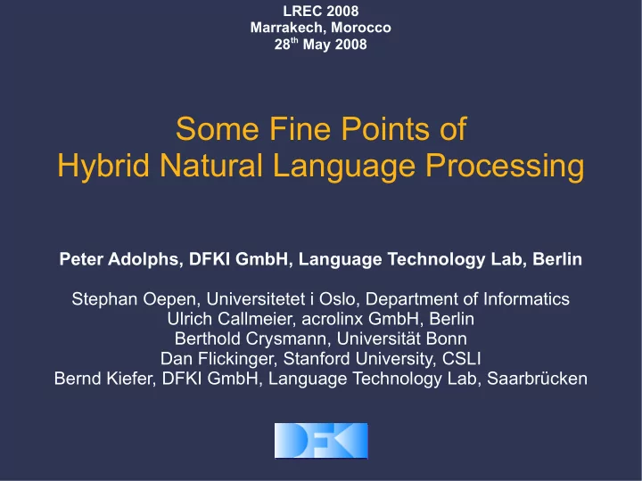 some fine points of hybrid natural language processing