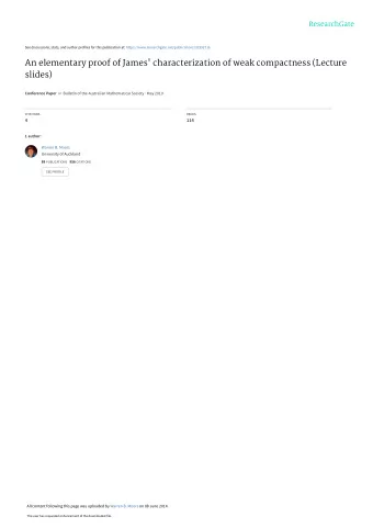 An elementary proof of James' characterization of weak compactness (Lecture  slides) Conference