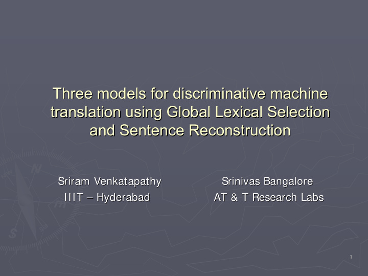 three models for discriminative machine three models for