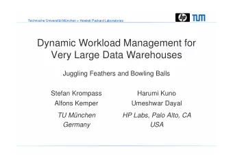 Dynamic Workload Management for  Very Large Data Warehouses  Juggling Feathers and Bowling Balls
