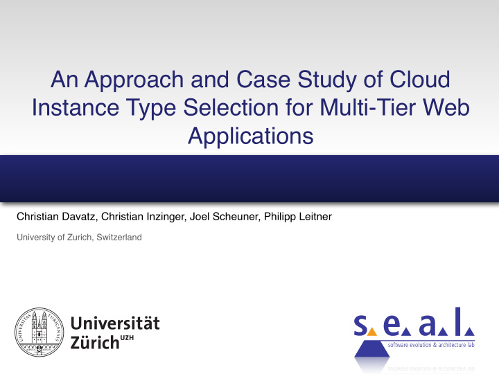 an approach and case study of cloud instance type