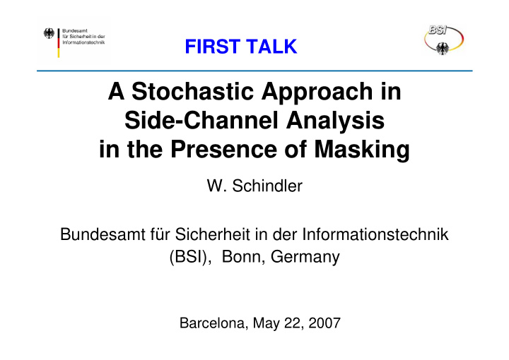 a stochastic approach in side channel analysis in the