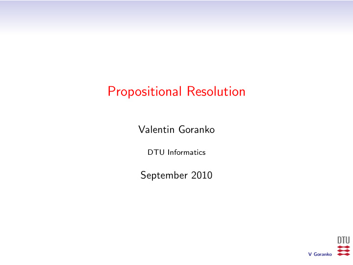 propositional resolution