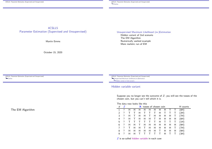 4csll5 parameter estimation supervised and unsupervised