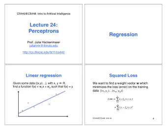 Lecture 24:  Perceptrons  Regression  Prof. Julia Hockenmaier  juliahmr@illinois.edu