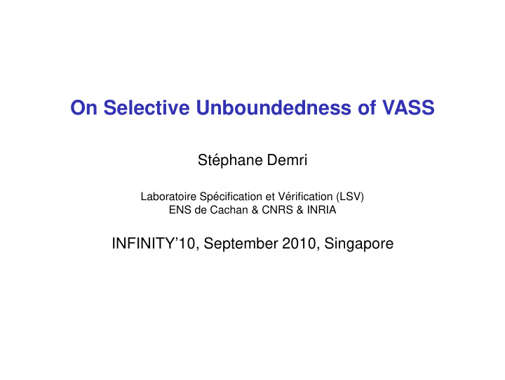 on selective unboundedness of vass