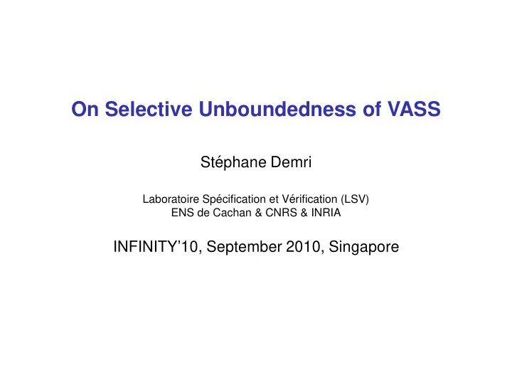 on selective unboundedness of vass
