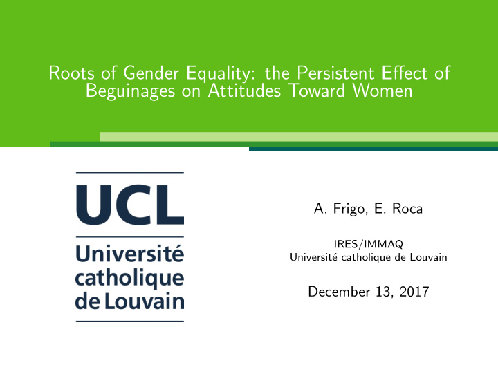 roots of gender equality the persistent effect of