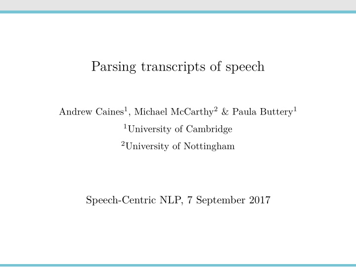 parsing transcripts of speech
