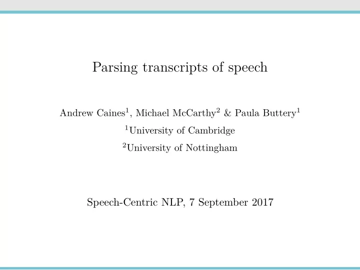 parsing transcripts of speech