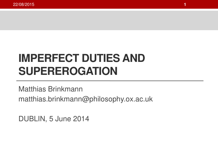 imperfect duties and supererogation