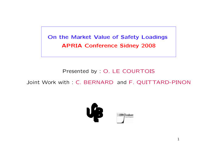on the market value of safety loadings apria conference