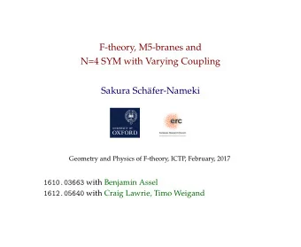 F-theory, M5-branes and  N=4 SYM with Varying Coupling  Sakura Sch  afer-Nameki  Geometry and