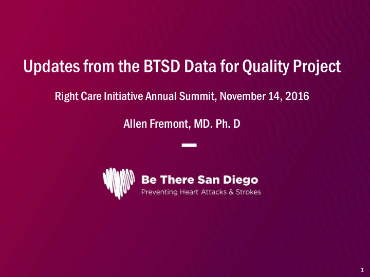 updates from the btsd data for quality project