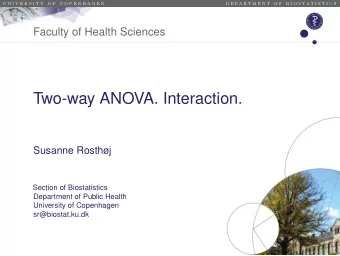 Two-way ANOVA. Interaction.  Susanne Rosthj  Section of Biostatistics  Department of Public