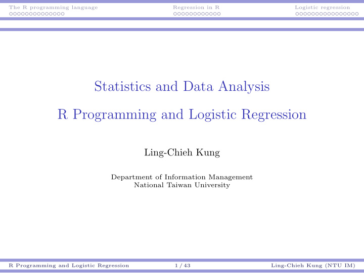 statistics and data analysis r programming and logistic