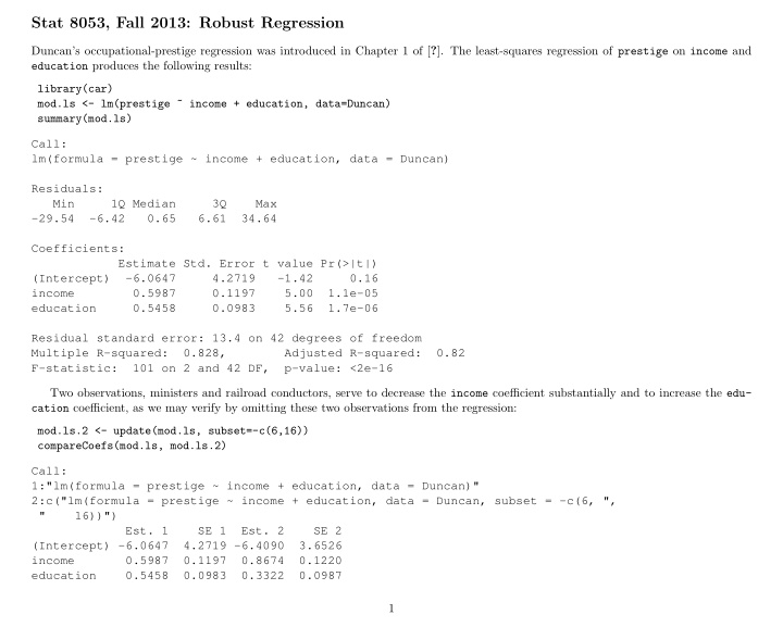 stat 8053 fall 2013 robust regression