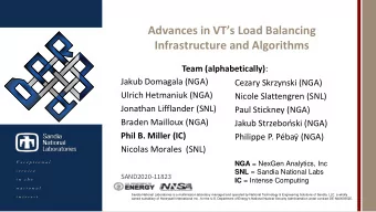 Advances in VTs Load Balancing  Infrastructure and Algorithms Team (alphabetically) :  Jakub