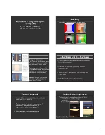 1  Rendering Equation  Outline  Outline  Surfaces (interreflection) x   Rendering equation