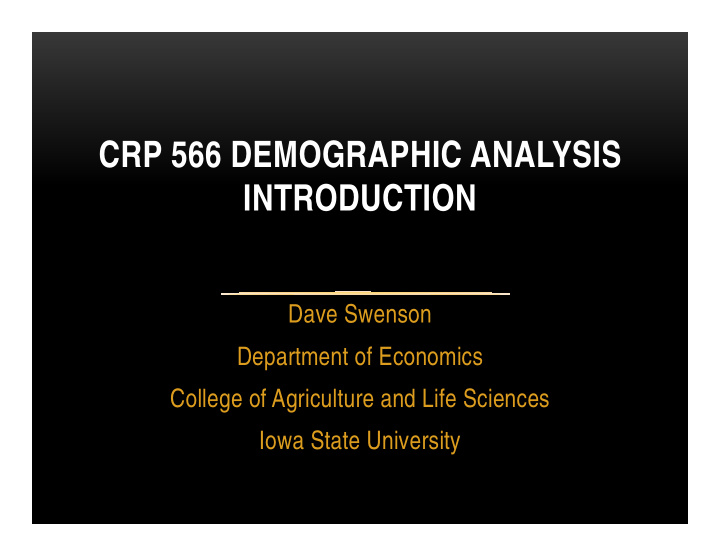 crp 566 demographic analysis introduction