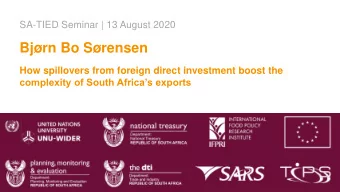 Bjrn Bo Srensen  How spillovers from foreign direct investment boost the  complexity of South