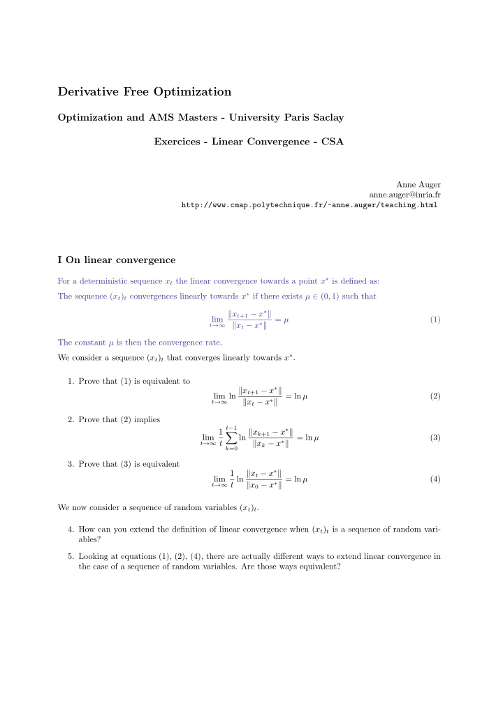 derivative free optimization