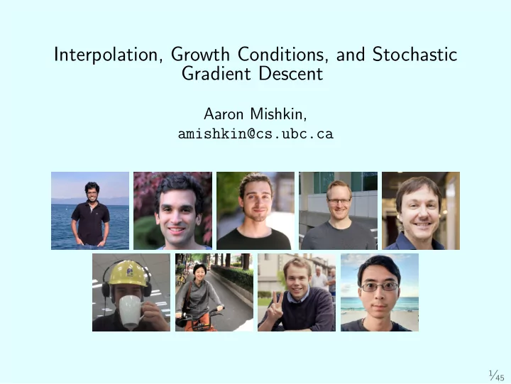 interpolation growth conditions and stochastic gradient