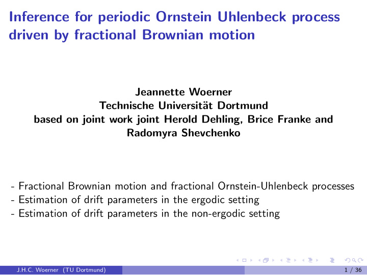 inference for periodic ornstein uhlenbeck process driven
