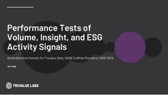 Performance Tests of  Volume, Insight, and ESG  Activity Signals  Global Backtest Results for