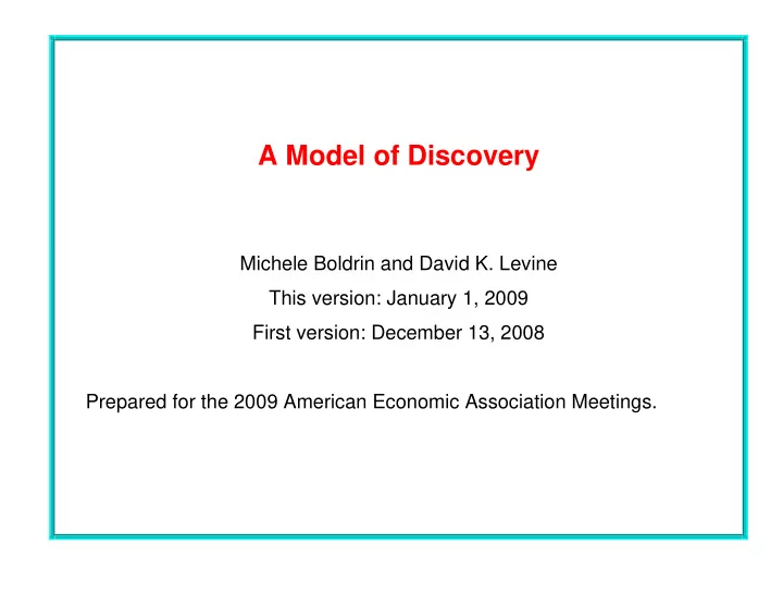 a model of discovery