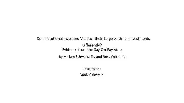 do do i instit itutio ional i al investors m monit itor t