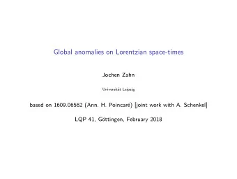 Global anomalies on Lorentzian space-times  Jochen Zahn  Universit  at Leipzig  based on