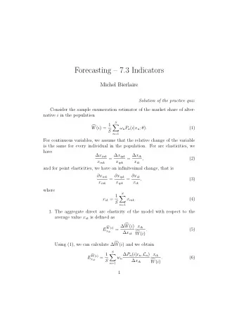 Forecasting  7.3 Indicators  Michel Bierlaire  Solution of the practice quiz  Consider the