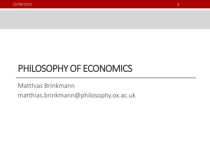 philosophy of economics
