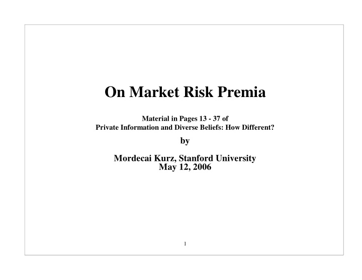 on market risk premia
