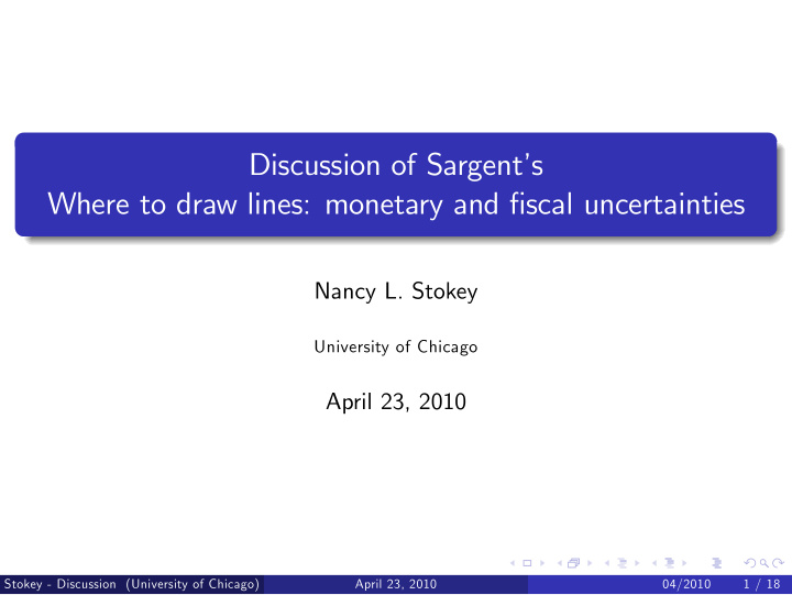 discussion of sargent s where to draw lines monetary and