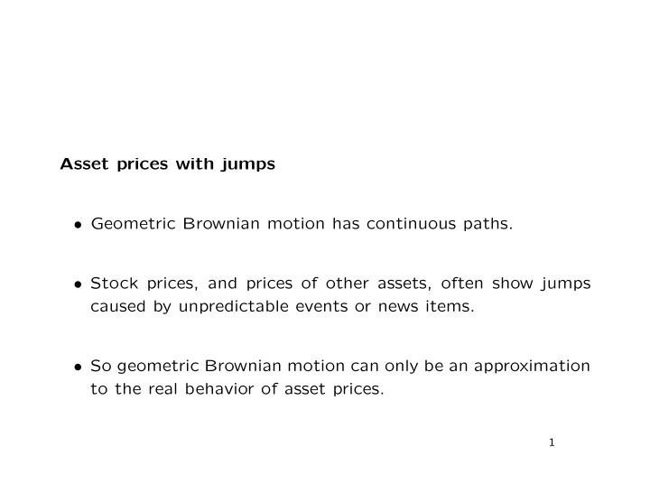asset prices with jumps geometric brownian motion has