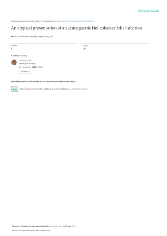 An atypical presentation of an acute gastric Helicobacter felis infection Article in Acta