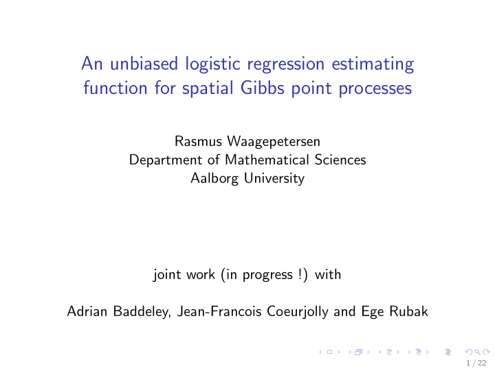 an unbiased logistic regression estimating function for