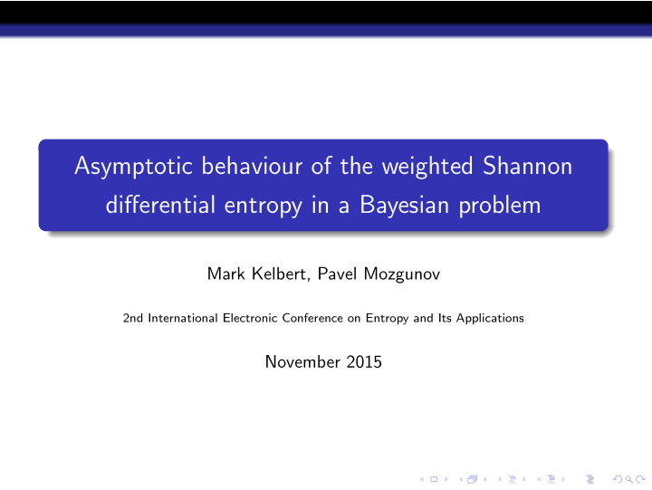 asymptotic behaviour of the weighted shannon differential