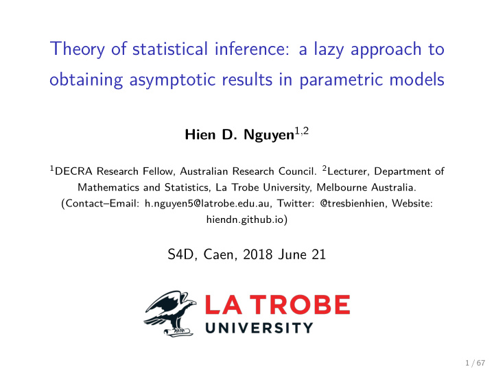 theory of statistical inference a lazy approach to